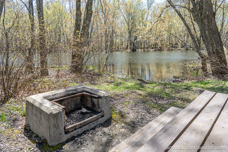 Campsite Photo of Site 99 at Ausable Point Campground, New York - Fireplace View
