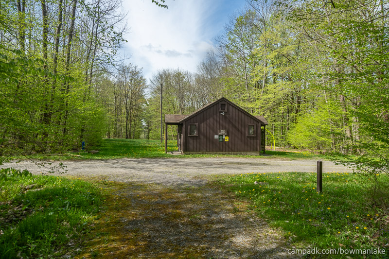 Campsite Photo of Site 93 at Bowman Lake State Park, New York - Looking Back Towards Road