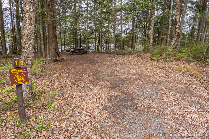 Campsite Photo of Site 12 at Brown Tract Pond Campground, New York - Looking at Site from Road Sign Visible