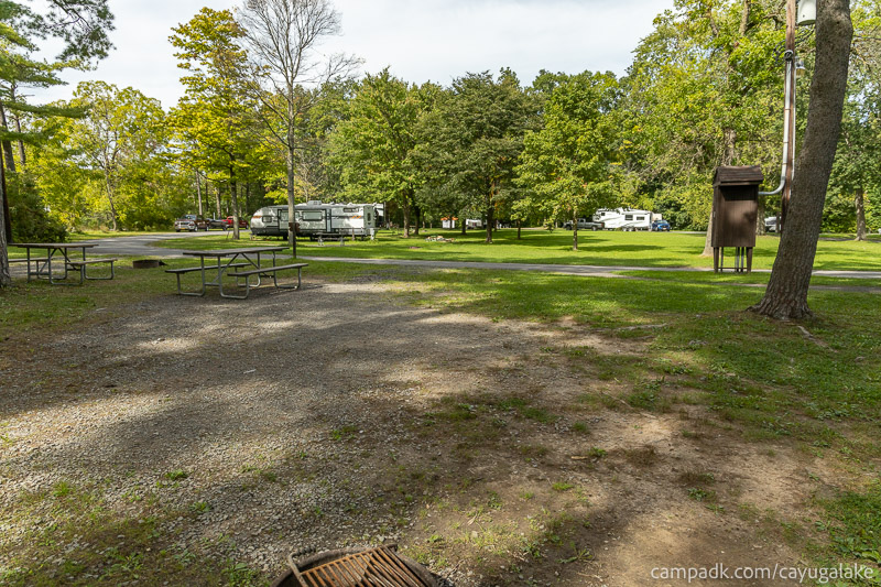 Campsite Photo of Site 12 at Cayuga Lake State Park, New York - Looking Back Towards Road