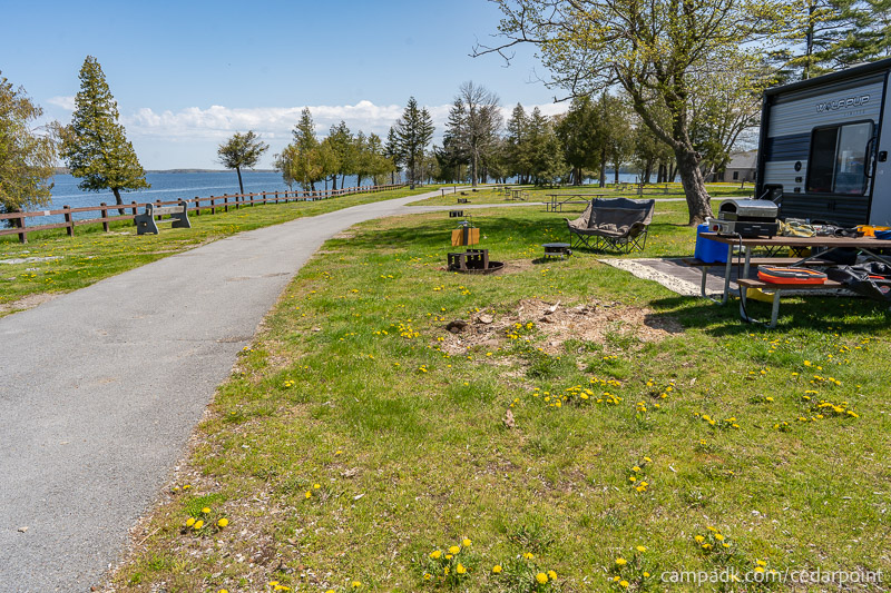 Campsite Photo of Site 10 at Cedar Point State Park, New York - View Down Road from Campsite