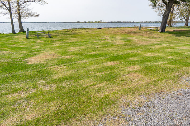 Campsite Photo of Site 83 at Coles Creek State Park, New York - Looking at Site from Road Sign Visible