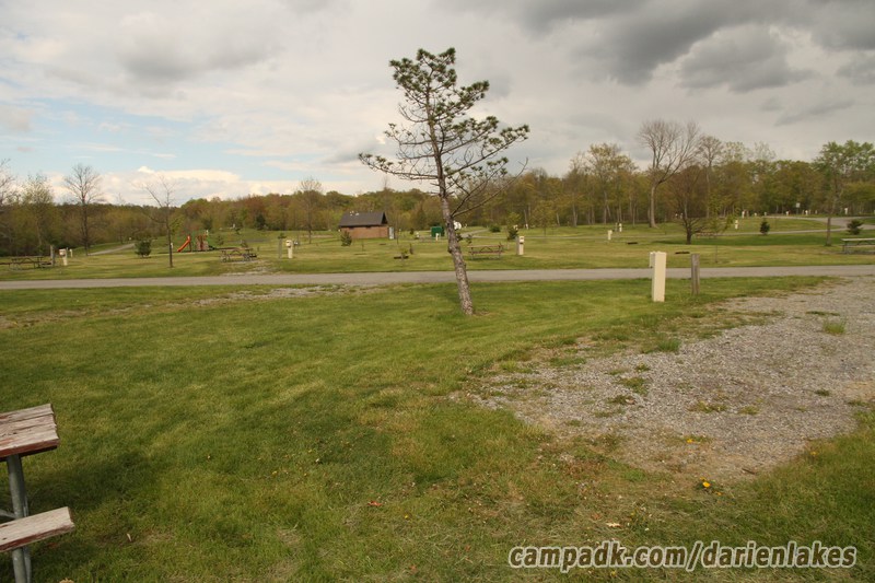 Campsite Photo of Site 114 at Darien Lakes State Park, New York - Looking Back Towards Road