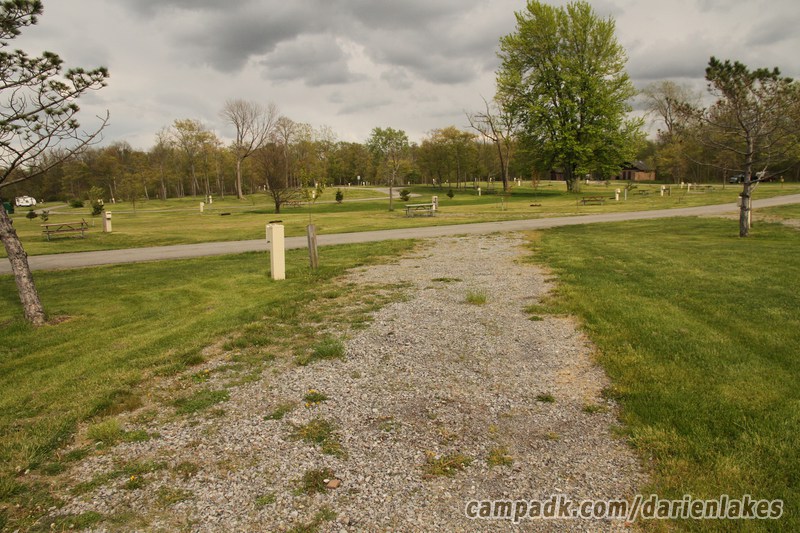 Campsite Photo of Site 114 at Darien Lakes State Park, New York - Looking Back Towards Road