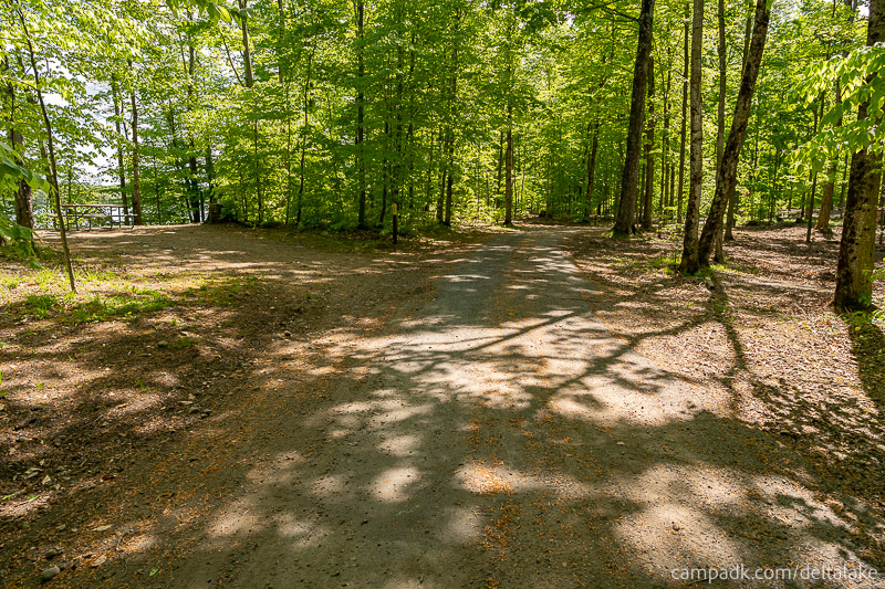 Campsite Photo of Site 92 at Delta Lake State Park, New York - View Down Road from Campsite