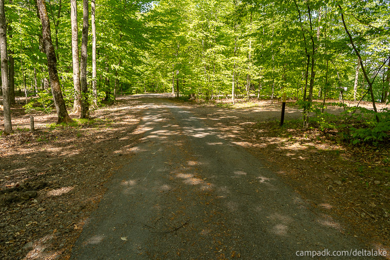 Campsite Photo of Site 92 at Delta Lake State Park, New York - View Down Road from Campsite