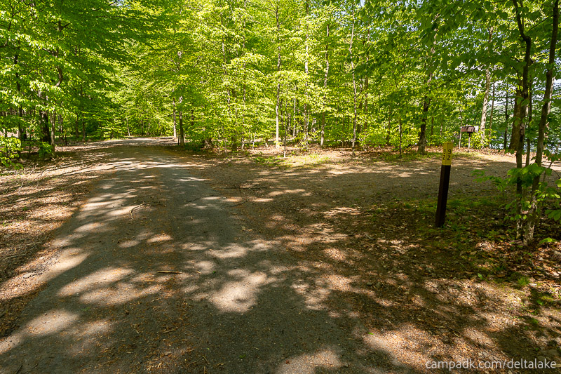 Campsite Photo of Site 92 at Delta Lake State Park, New York - View Down Road from Campsite