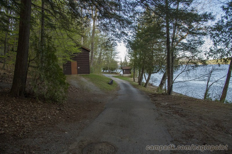 Campsite Photo of Site 57 at Eagle Point Campground, New York - View Down Road from Campsite