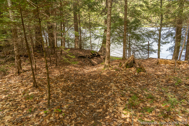 Campsite Photo of Site 25 at Eighth Lake Campground, New York - Pathway Down to Water