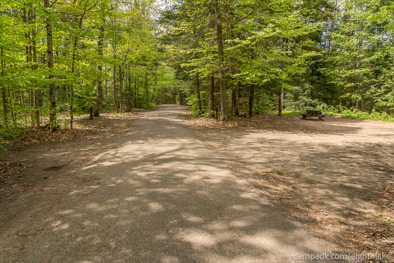 Campsite Photo of Site 25 at Eighth Lake Campground, New York - View Down Road from Campsite