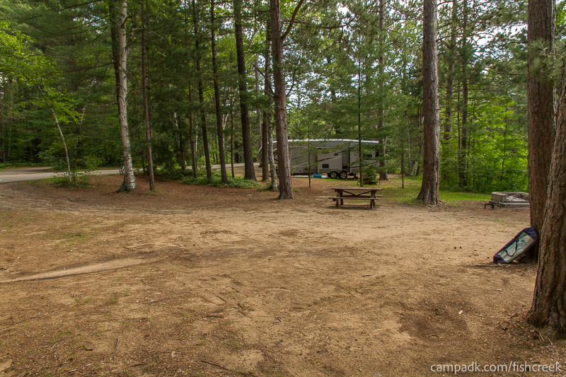 Campsite Photo of Site 46 at Fish Creek Pond Campground, New York - Cross Site View