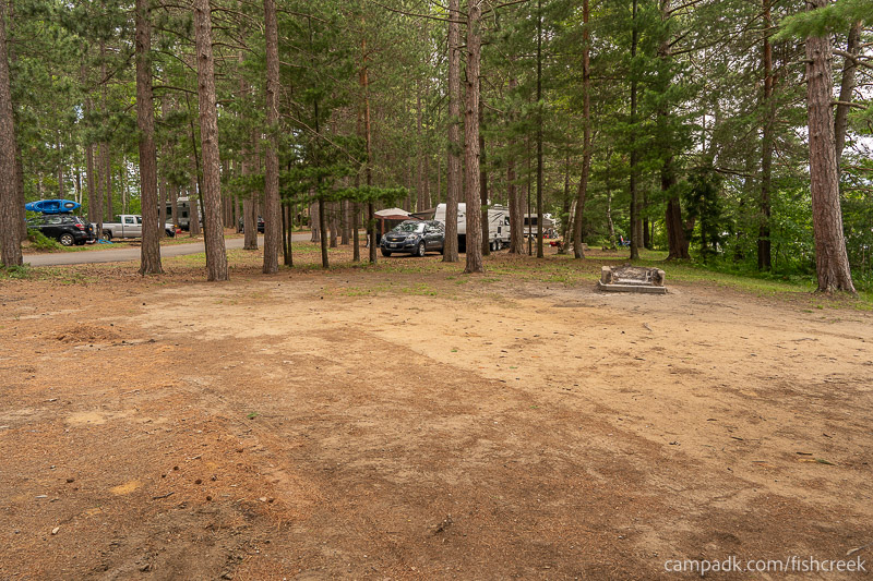 Campsite Photo of Site 106 at Fish Creek Pond Campground, New York - Cross Site View