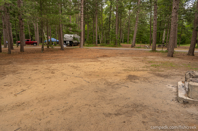 Campsite Photo of Site 106 at Fish Creek Pond Campground, New York - Looking Back Towards Road