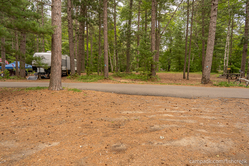Campsite Photo of Site 106 at Fish Creek Pond Campground, New York - Looking Back Towards Road