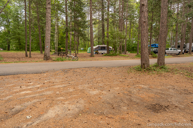 Campsite Photo of Site 106 at Fish Creek Pond Campground, New York - Looking Back Towards Road