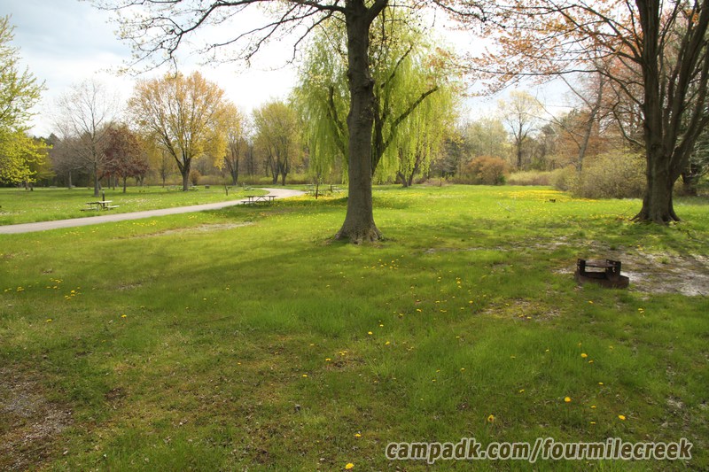 Campsite Photo of Site 325 at Four Mile Creek State Park, New York - Cross Site View
