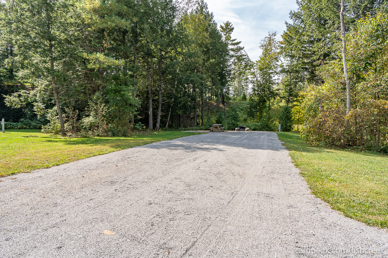 Campsite Photo of Site R44 at Frontier Town Campground, New York - Looking at Site from Road