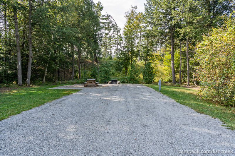 Campsite Photo of Site R44 at Frontier Town Campground, New York - Looking at Site from Part Way In