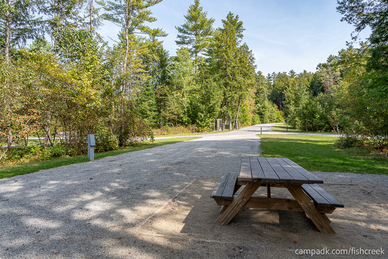 Campsite Photo of Site R44 at Frontier Town Campground, New York - Looking Back Towards Road