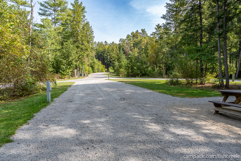 Campsite Photo of Site R44 at Frontier Town Campground, New York - Looking Back Towards Road