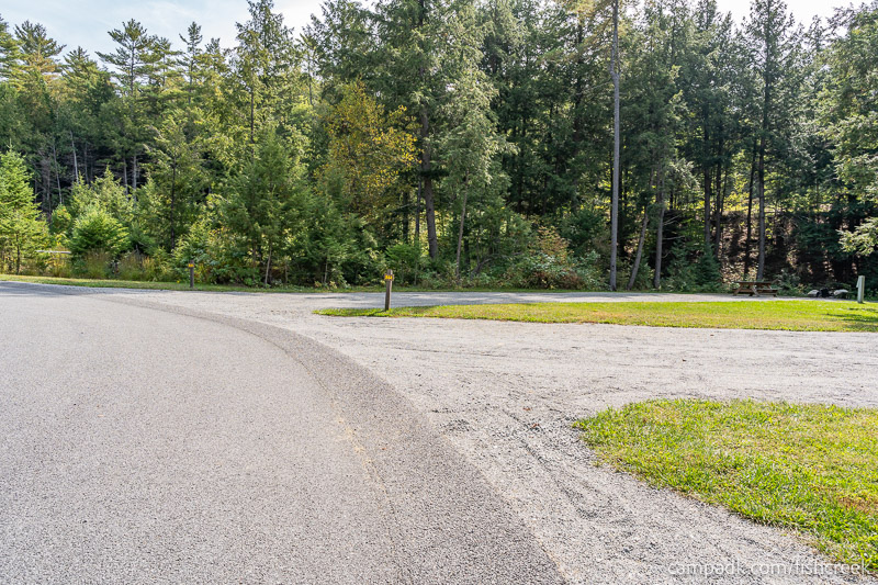 Campsite Photo of Site R44 at Frontier Town Campground, New York - View Down Road from Campsite