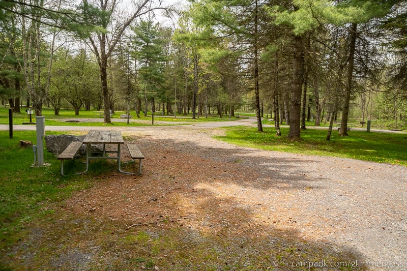 Campsite Photo of Site 7 at Glimmerglass State Park, New York - Looking Back Towards Road