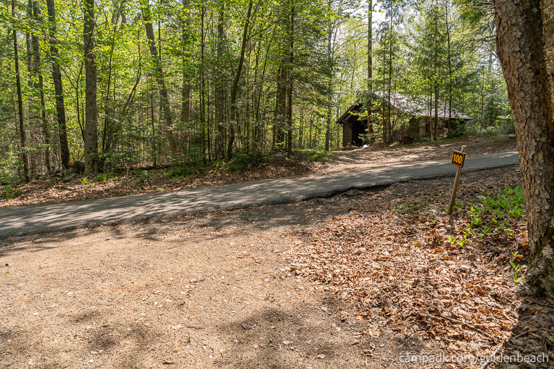 Campsite Photo of Site 100 at Golden Beach Campground, New York - Looking Back Towards Road