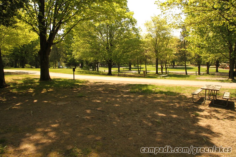 Campsite Photo of Site 116 at Green Lakes State Park, New York - Looking Back Towards Road