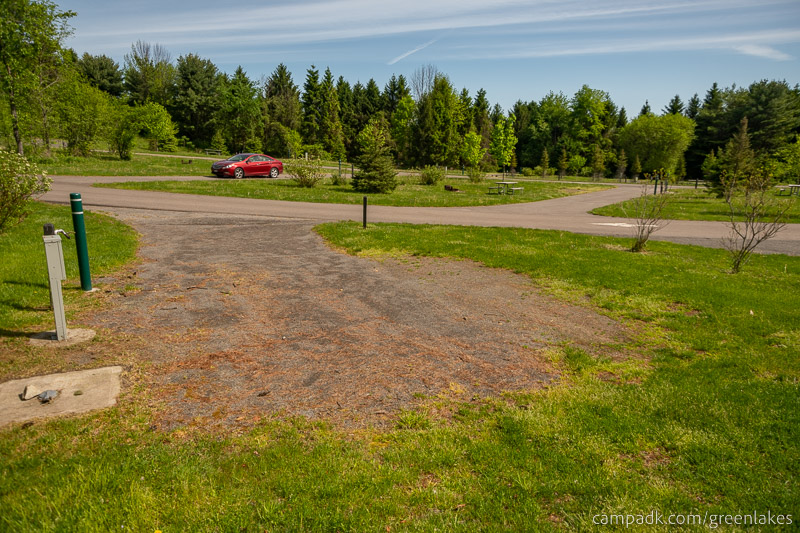 Campsite Photo of Site P29 at Green Lakes State Park, New York - Looking Back Towards Road