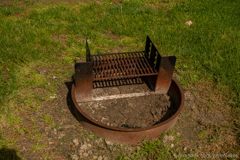 Campsite Photo of Site P29 at Green Lakes State Park, New York - Fireplace View