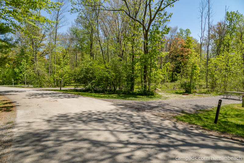 Campsite Photo of Site 4 at Hamlin Beach State Park, New York - View Down Road from Campsite