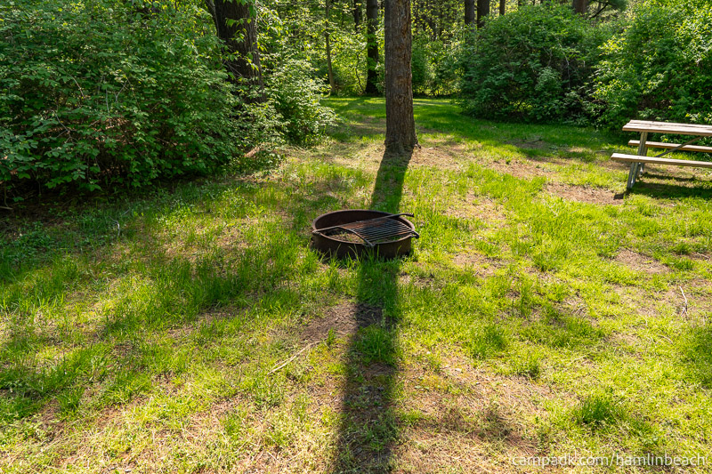Campsite Photo of Site 216 at Hamlin Beach State Park, New York - Fireplace View