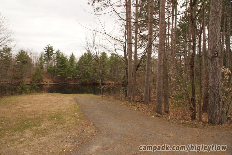 Campsite Photo of Site 94 at Higley Flow State Park, New York - Looking at Site from Road Sign Visible