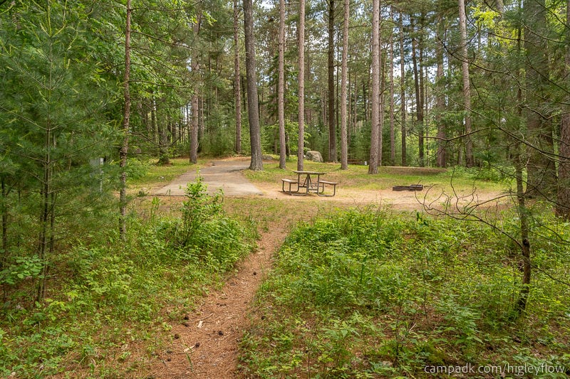 Campsite Photo of Site 34 at Higley Flow State Park, New York - Returning Along Pathway from Water
