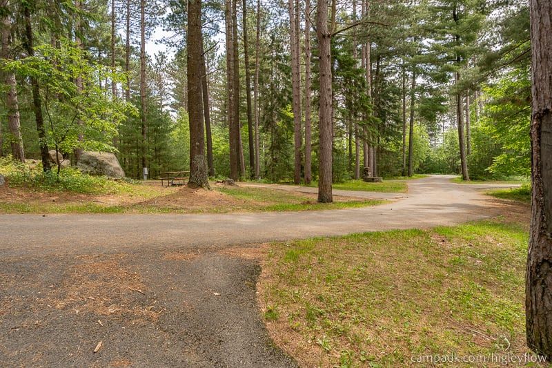 Campsite Photo of Site 34 at Higley Flow State Park, New York - Looking Back Towards Road