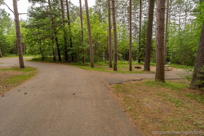 Campsite Photo of Site 34 at Higley Flow State Park, New York - View Down Road from Campsite