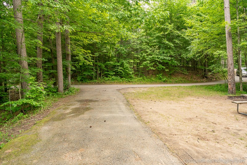 Campsite Photo of Site 94 at Higley Flow State Park, New York - Looking Back Towards Road