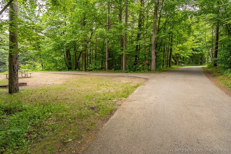 Campsite Photo of Site 94 at Higley Flow State Park, New York - View Down Road from Campsite