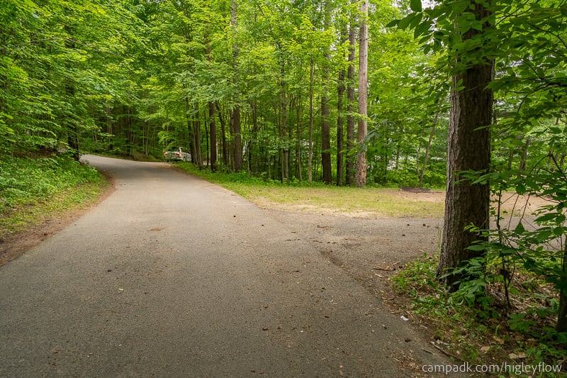 Campsite Photo of Site 94 at Higley Flow State Park, New York - View Down Road from Campsite