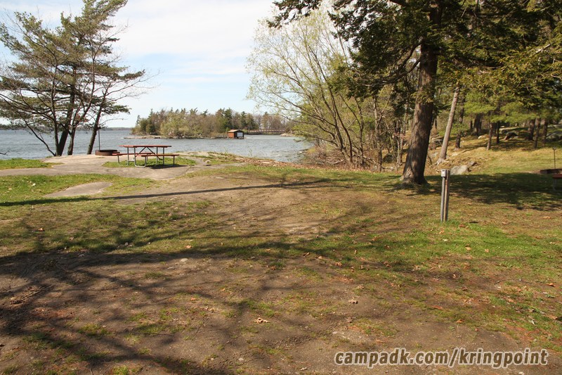 Campsite Photo of Site 19 at Kring Point State Park, New York - Looking at Site from Road Sign Visible