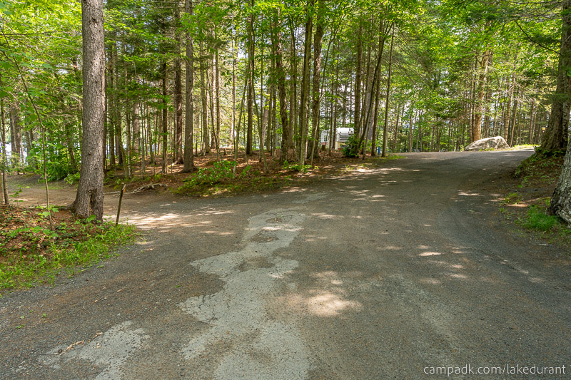 Campsite Photo of Site 51 at Lake Durant Campground, New York - View Down Road from Campsite