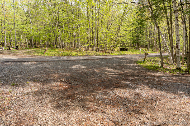 Campsite Photo of Site 47 at Lake Eaton Campground, New York - Looking Back Towards Road