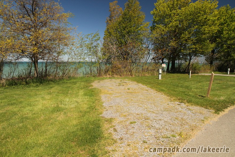 Campsite Photo of Site 18 at Lake Erie State Park, New York - Looking at Site from Road