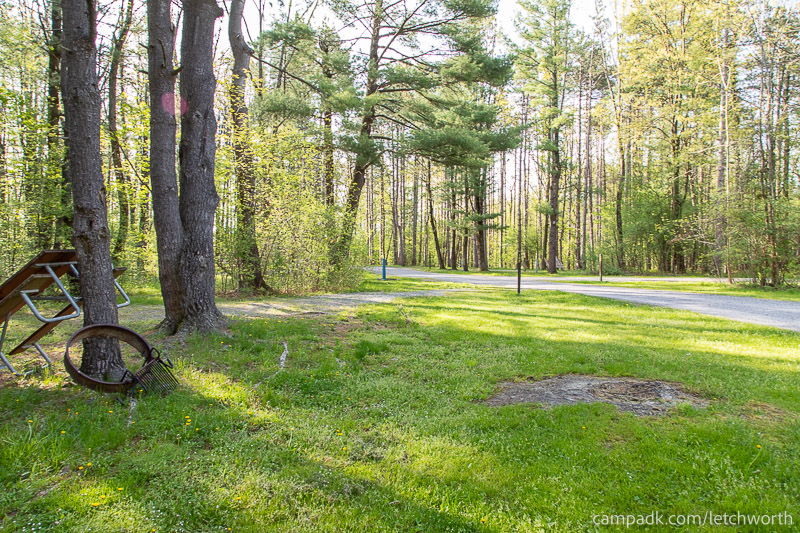 Campsite Photo of Site 102 at Letchworth State Park, New York - Cross Site View