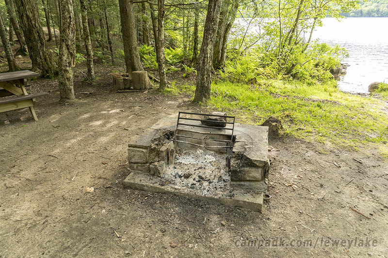 Campsite Photo of Site 111 at Lewey Lake Campground, New York - Fireplace View