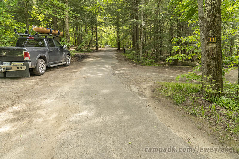 Campsite Photo of Site 111 at Lewey Lake Campground, New York - View Down Road from Campsite