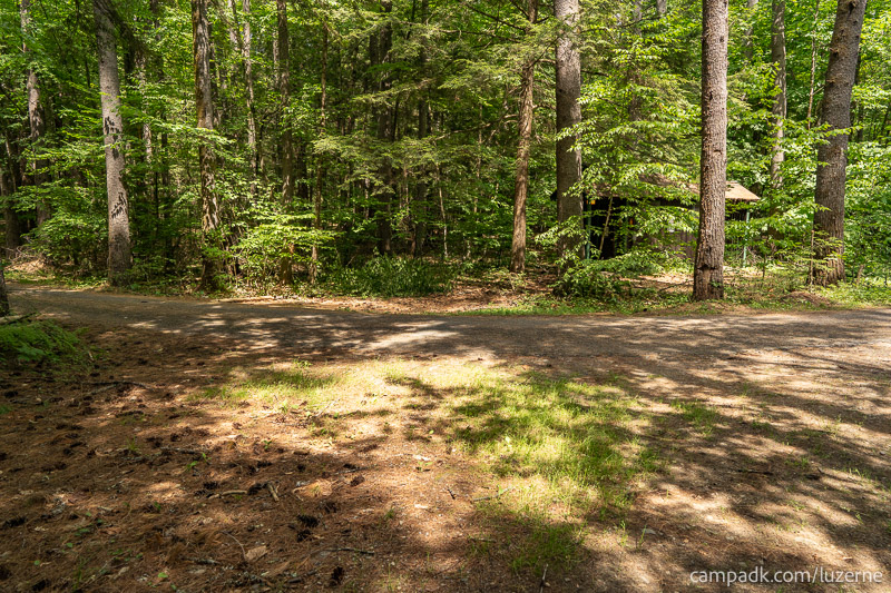 Campsite Photo of Site 138 at Luzerne Campground, New York - Looking Back Towards Road