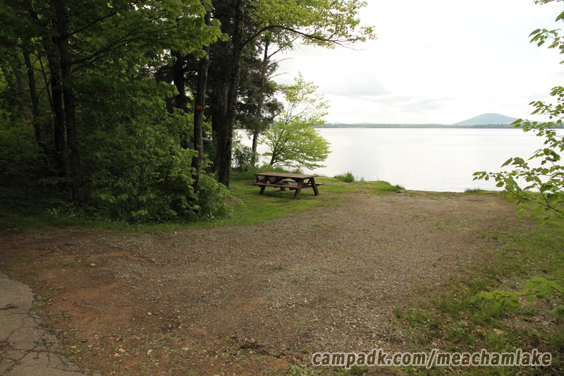 Campsite Photo of Site 166 at Meacham Lake Campground, New York - Looking at Site from Road Sign Visible