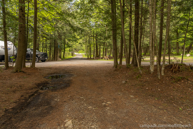 Campsite Photo of Site 118 at Moffitt Beach Campground, New York - Looking Back Towards Road