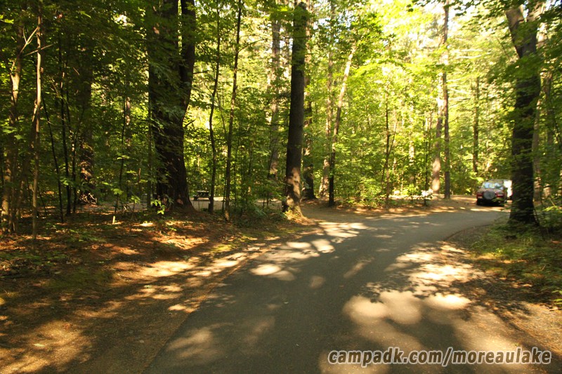 Campsite Photo of Site 83 at Moreau Lake State Park, New York - View Down Road from Campsite